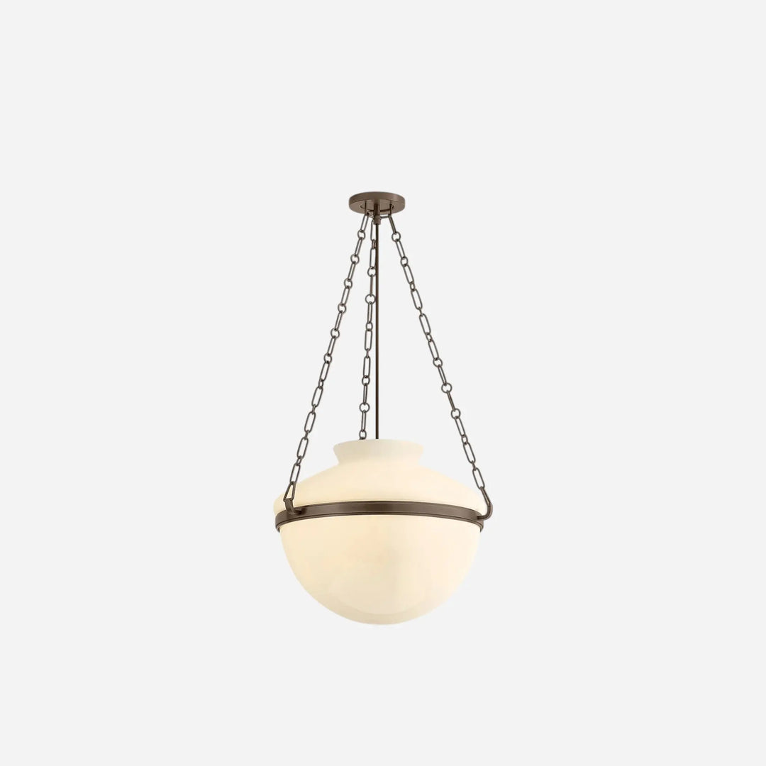 Luminaire Suspendu Bronze Verre Laiteux
