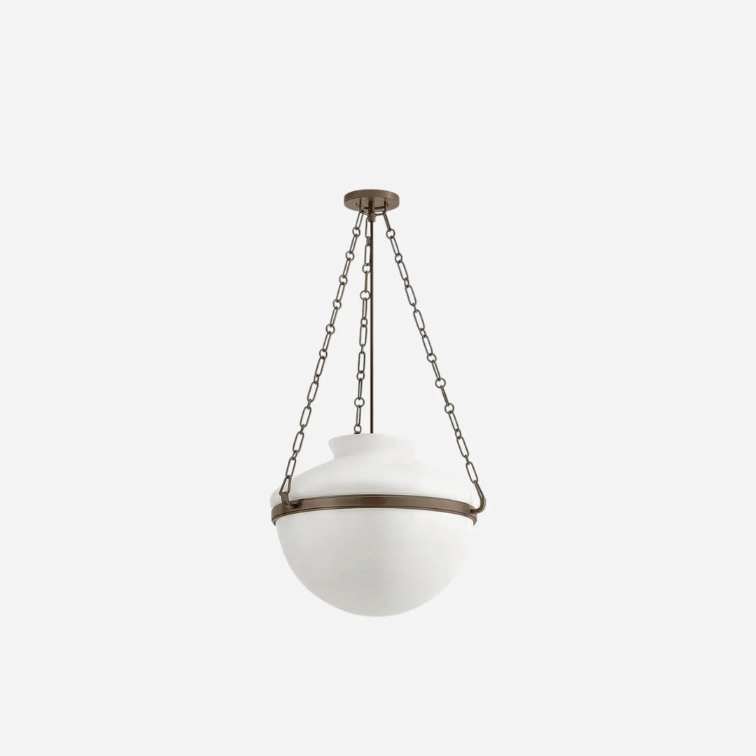 Luminaire Suspendu Bronze Verre Laiteux
