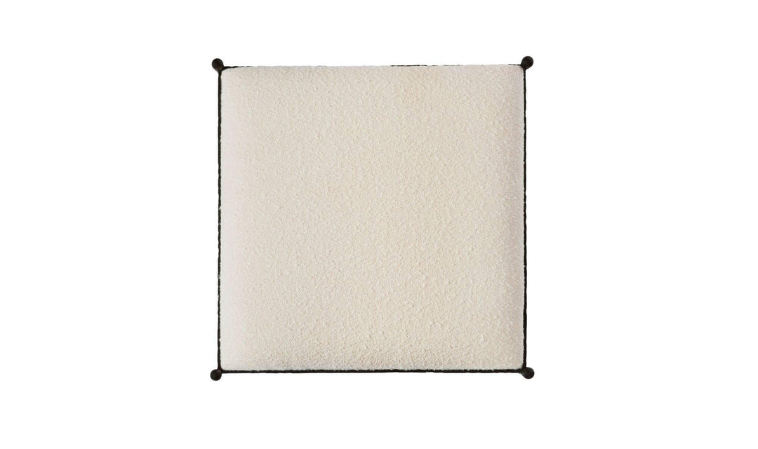 Tabouret AGNE crème, assise carrée vue du dessus