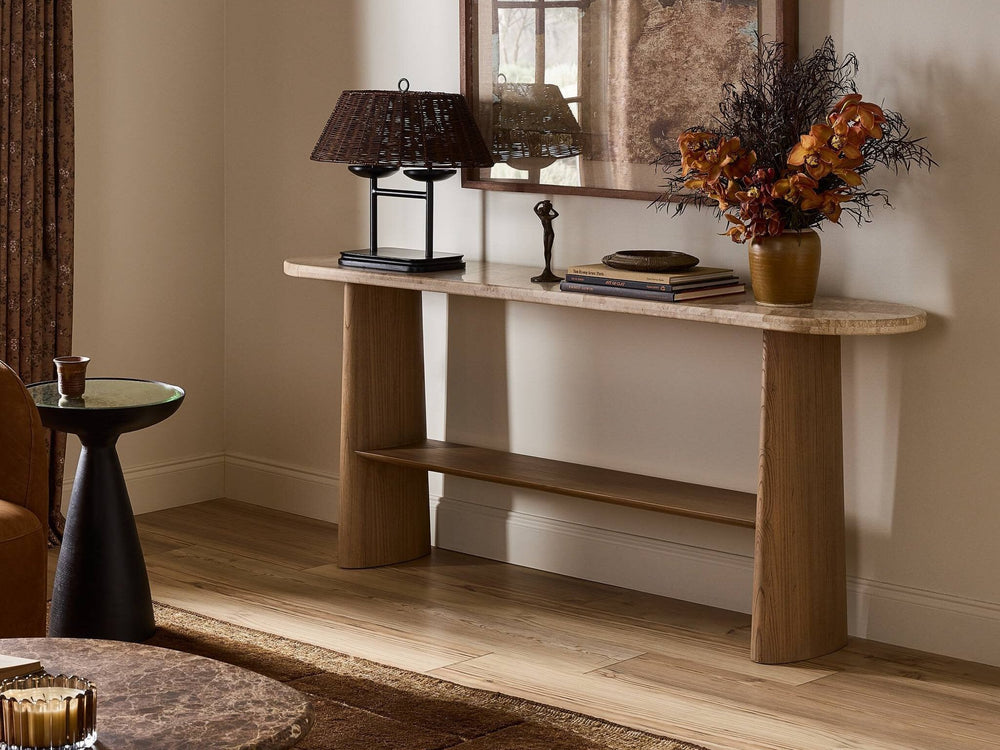Entrée avec console et tapis texturé naturel