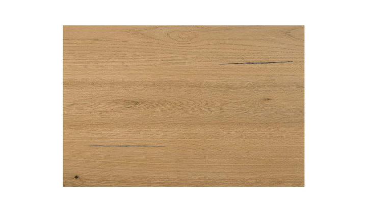 Close-up of the BRIGHTON table's natural oak finish