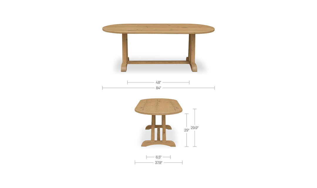 Dimension diagram of the BRIGHTON 84-inch dining table