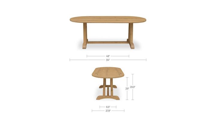Dimension diagram of the BRIGHTON 84-inch dining table