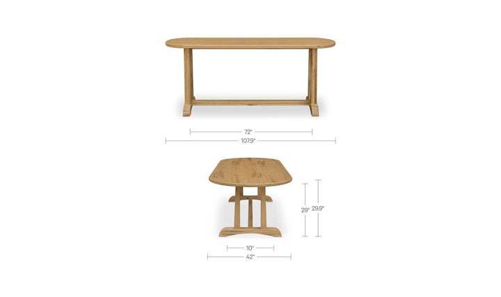 Dimension diagram of the BRIGHTON 108-inch dining table
