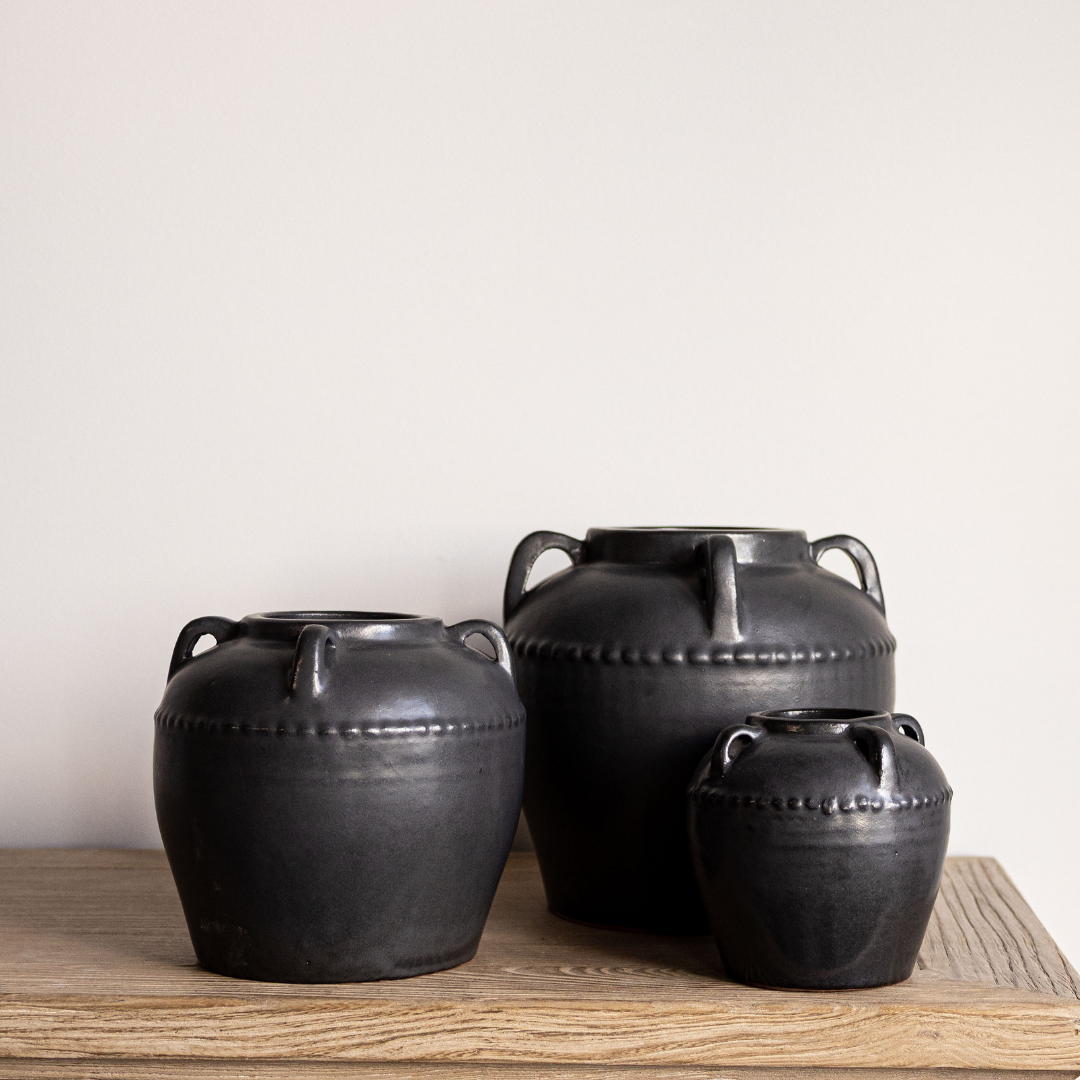 DUMONT Vase gris avec poignées - Maison Olive