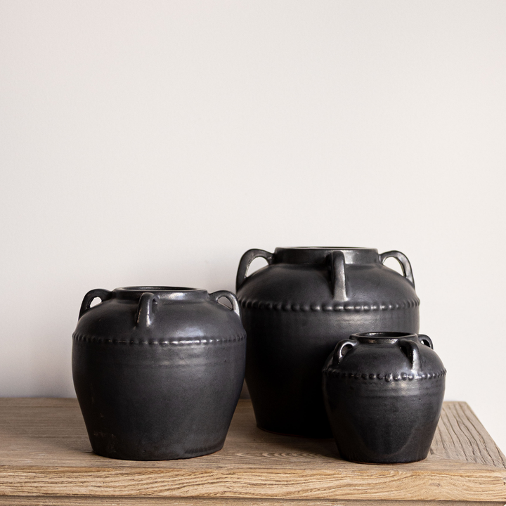 DUMONT Vase gris avec poignées - Maison Olive