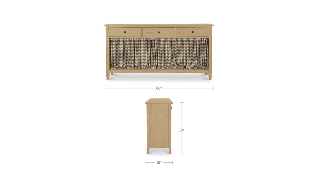 Schéma des dimensions de la console ISABELLE de 60 po