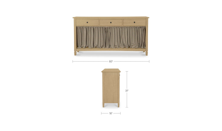 Schéma des dimensions de la console ISABELLE de 60 po