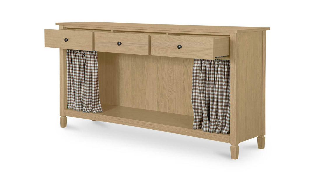 Console ISABELLE avec tiroirs et rideau ouverts