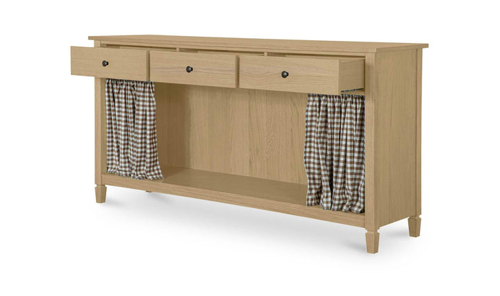 Console ISABELLE avec tiroirs et rideau ouverts