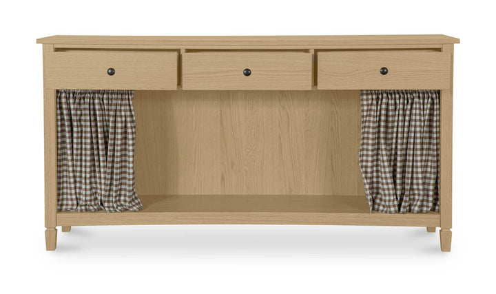 Rangement inférieur de la console ISABELLE, rideau ouvert