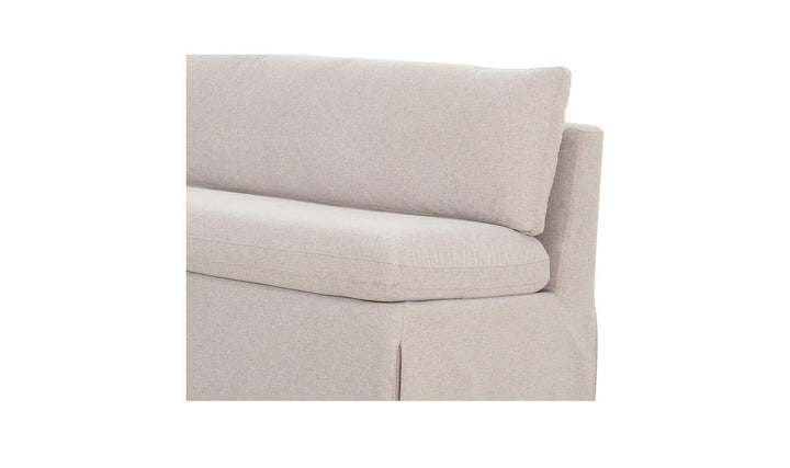 Banquette de salle à manger FABLE beige, détail des coussins et de la housse