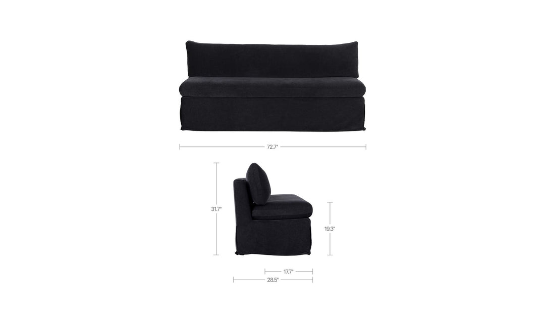 Banquette de salle à manger FABLE noire, schéma des dimensions