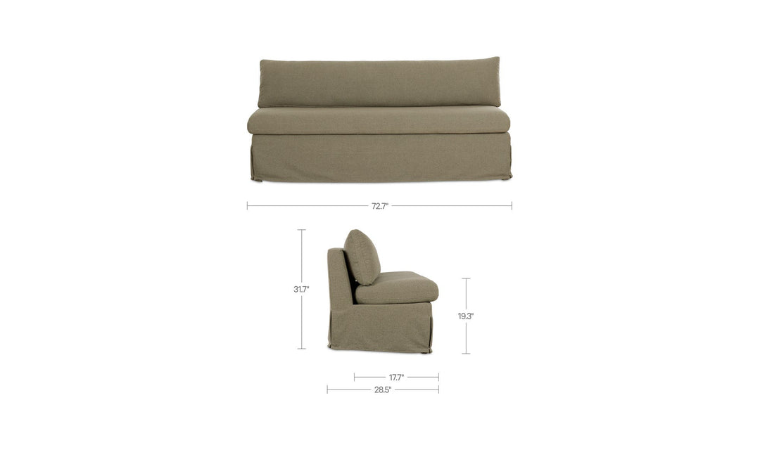 Banquette de salle à manger FABLE olive, schéma des dimensions