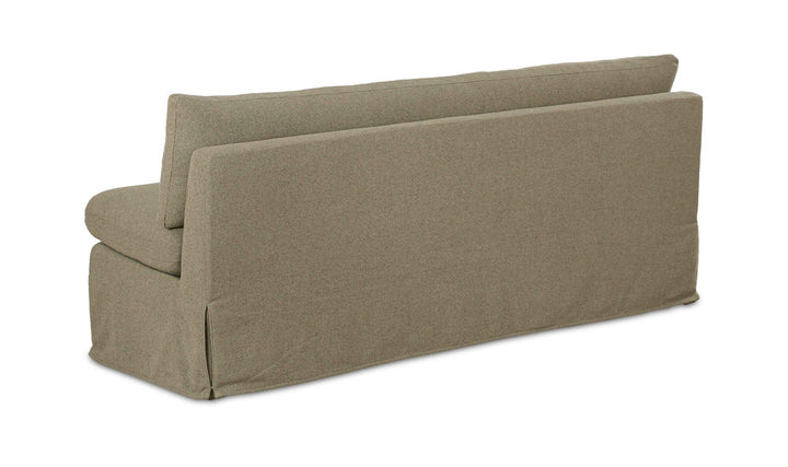 Banquette de salle à manger FABLE olive, vue arrière de trois quarts