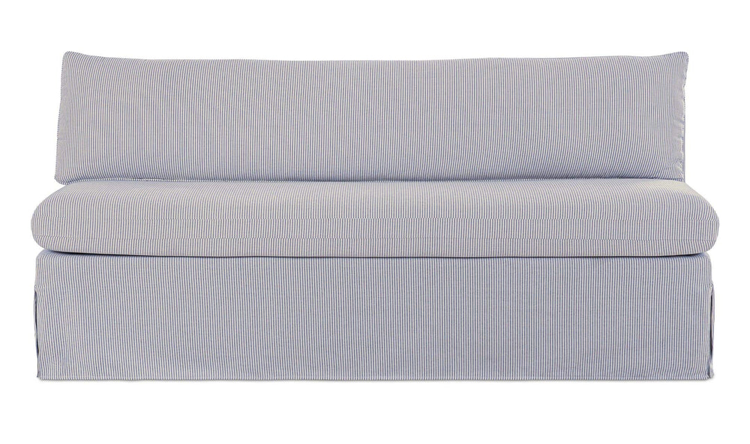 Banquette de salle à manger FABLE à rayures bleu marine, vue de face