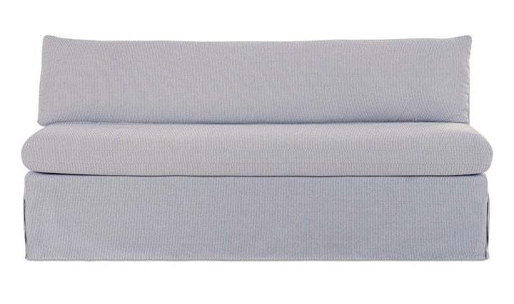 Banquette de salle à manger FABLE à rayures bleu marine, vue de face