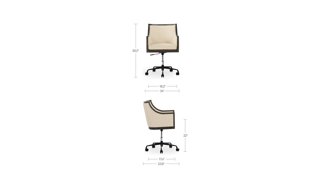Chaise de bureau FIRTH avoine, schéma des dimensions