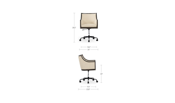 Chaise de bureau FIRTH avoine, schéma des dimensions