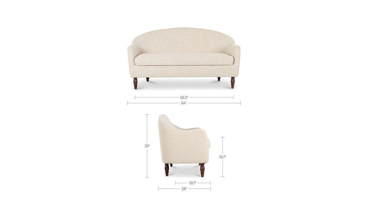 GENEVA heritage beige dining settee, dimension diagram