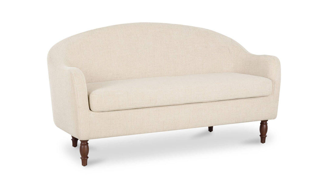 GENEVA heritage beige dining settee, three-quarter view