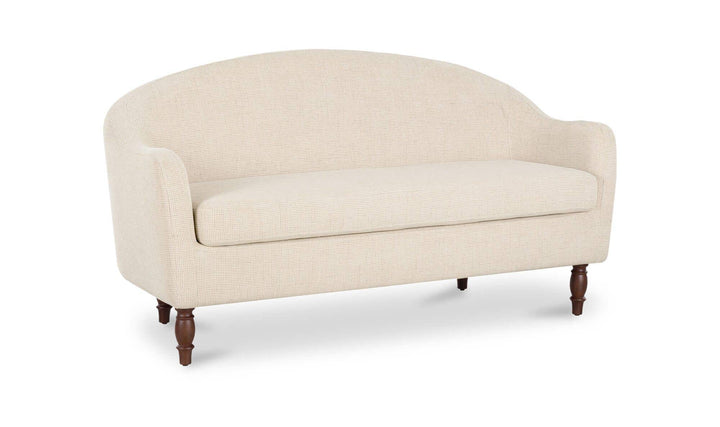 GENEVA heritage beige dining settee, three-quarter view
