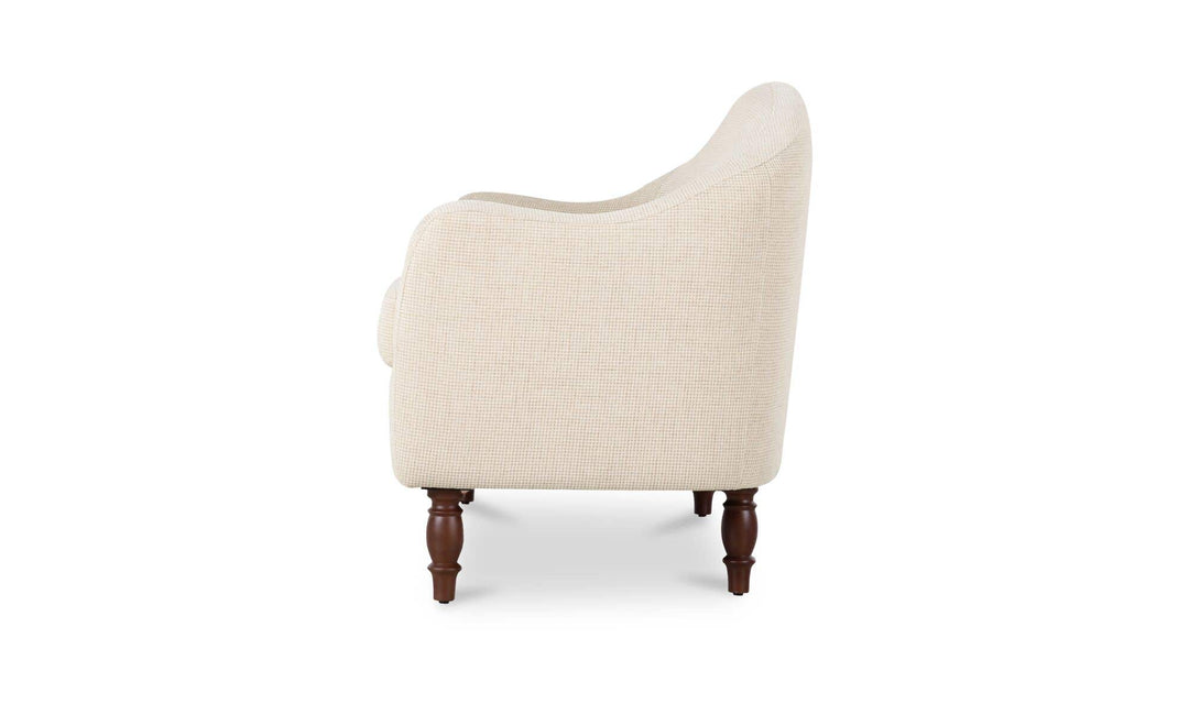 GENEVA heritage beige dining settee, left side view
