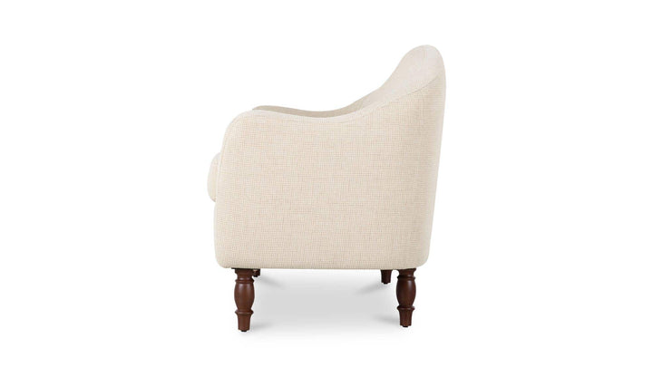 GENEVA heritage beige dining settee, left side view
