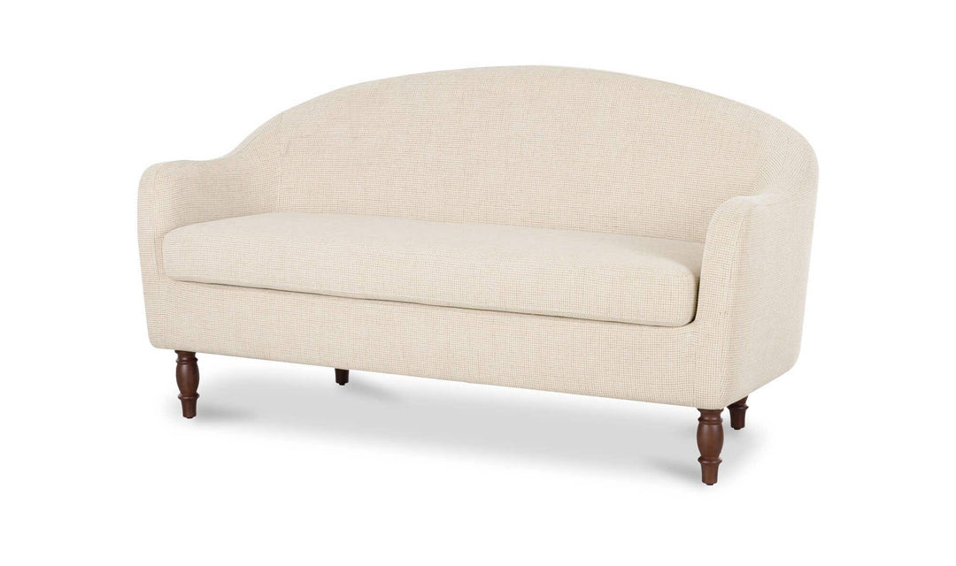 GENEVA heritage beige dining settee, three-quarter view