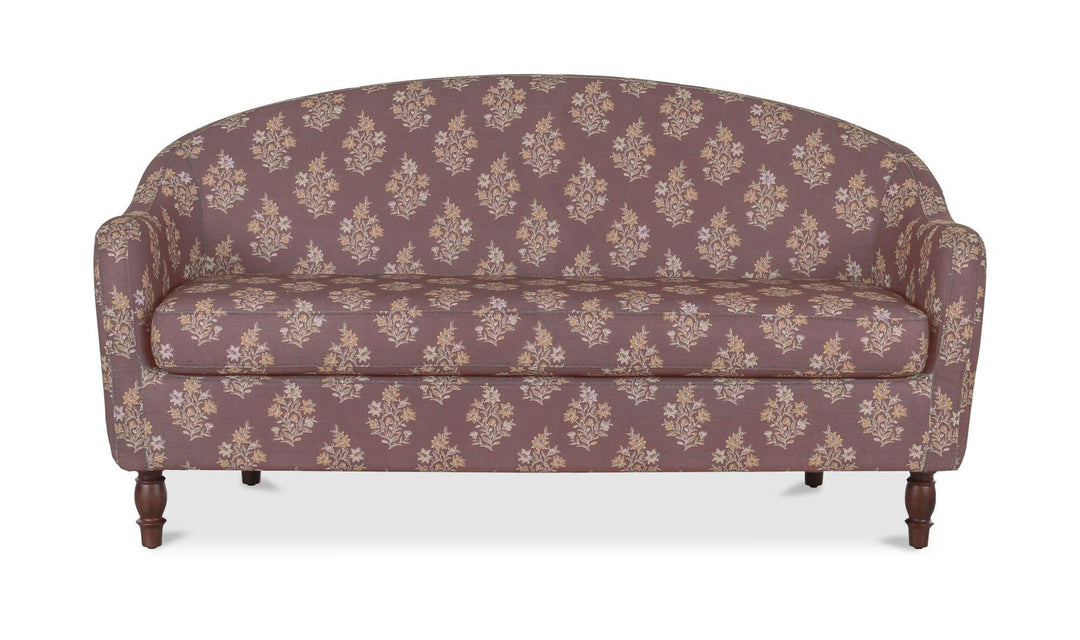 GENEVA dark mauve floral dining settee, front view