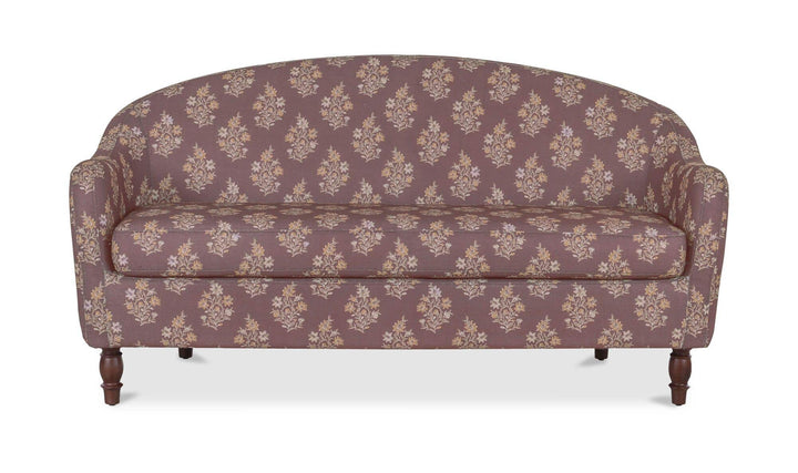 GENEVA dark mauve floral dining settee, front view
