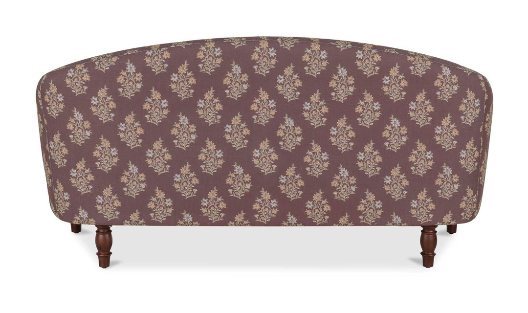 GENEVA dark mauve floral dining settee, rear view