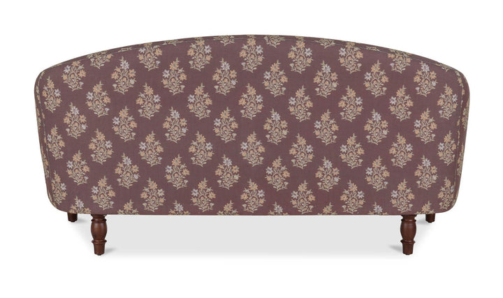 GENEVA dark mauve floral dining settee, rear view