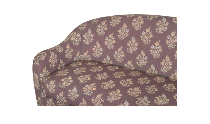 GENEVA dark mauve floral dining settee, backrest detail