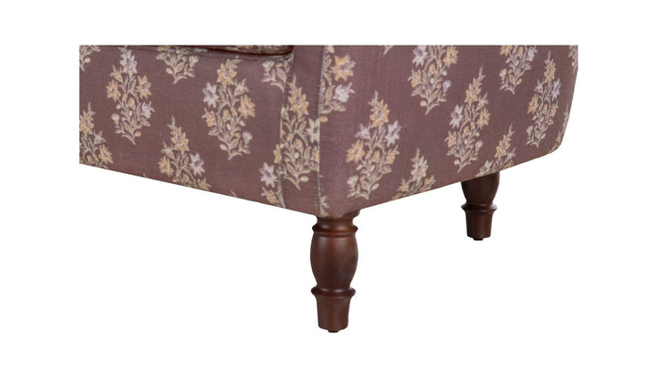 GENEVA dark mauve floral dining settee, birch leg detail