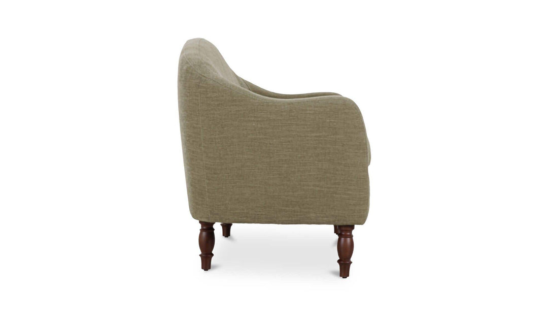 GENEVA sage green dining settee, right side view