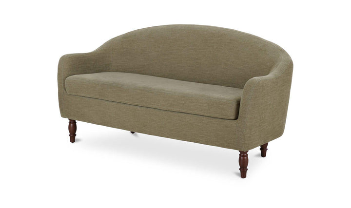 GENEVA sage green dining settee, three-quarter view
