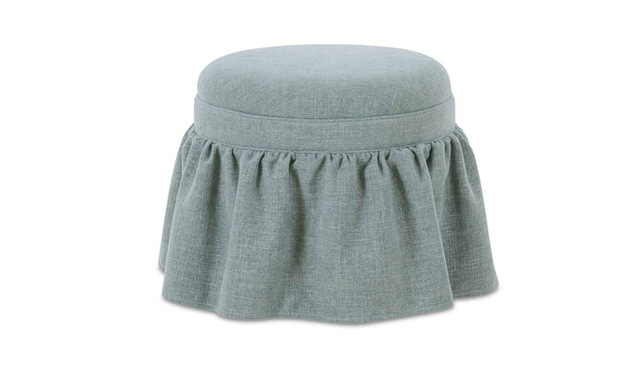 Ottoman de rangement HEIDI bleu clair, vue du dos