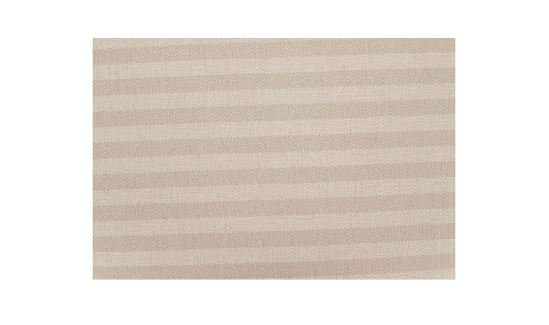 Ottoman de rangement HEIDI rayures beige, gros plan du tissu à rayures beige et crème