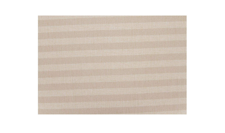 Ottoman de rangement HEIDI rayures beige, gros plan du tissu à rayures beige et crème