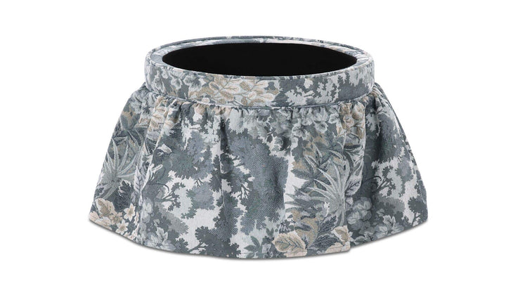 Ottoman de rangement HEIDI tapisserie bleue, rangement ouvert avec couvercle retiré