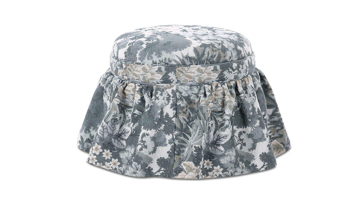 Ottoman de rangement HEIDI tapisserie bleue, vue du dos