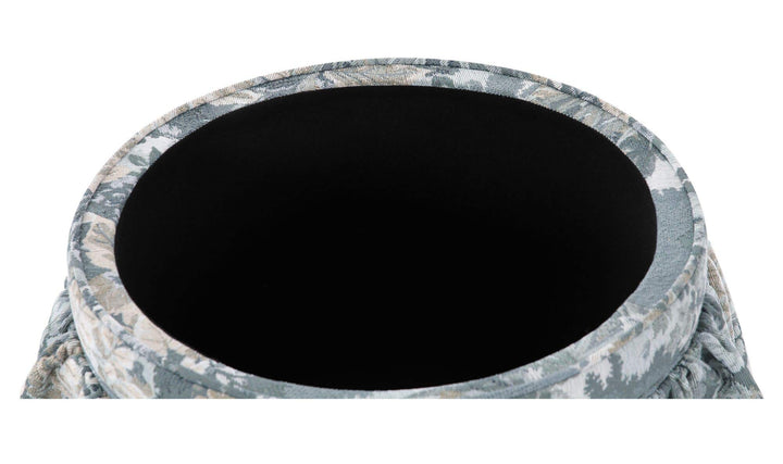 Ottoman de rangement HEIDI tapisserie bleue, gros plan du rangement intérieur