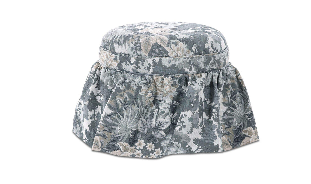 Ottoman de rangement HEIDI tapisserie bleue, vue principale