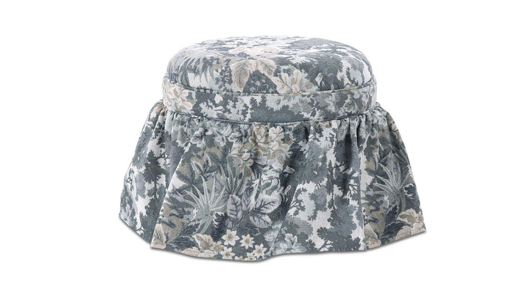Ottoman de rangement HEIDI tapisserie bleue, vue principale
