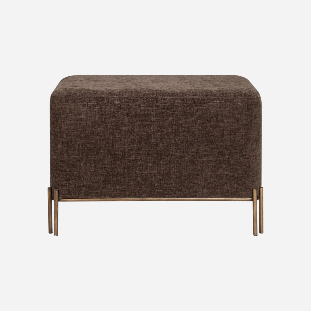 Banc Meline en chenille brune, vue de face