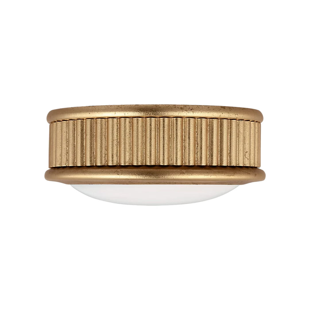 Maison Olive applique murale cylindrique dorée à rayures métalliques et abat-jour diffusant blanc