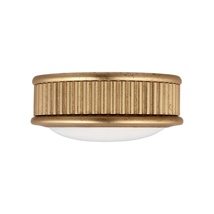 Maison Olive applique murale cylindrique dorée à rayures métalliques et abat-jour diffusant blanc