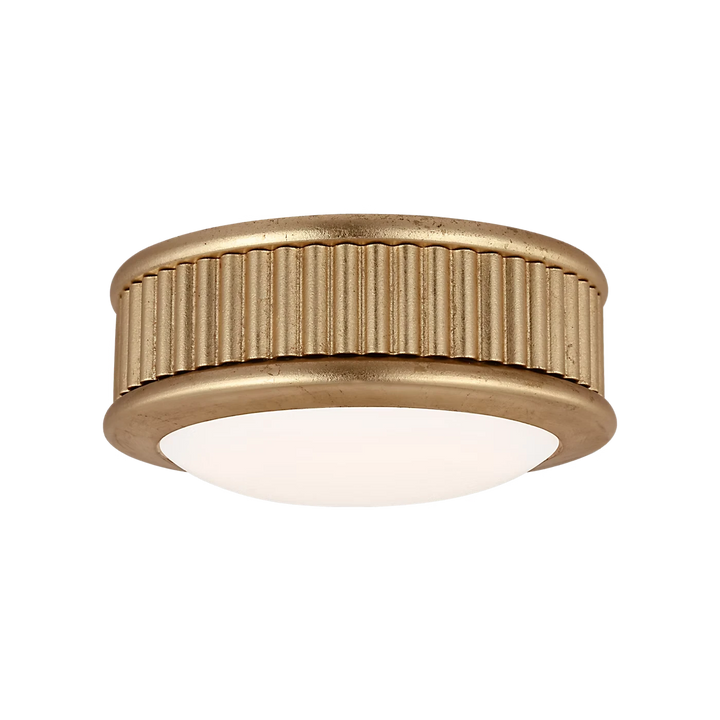 Maison Olive Applique murale cylindrique dorée texturée avec abat-jour diffusant en verre opale