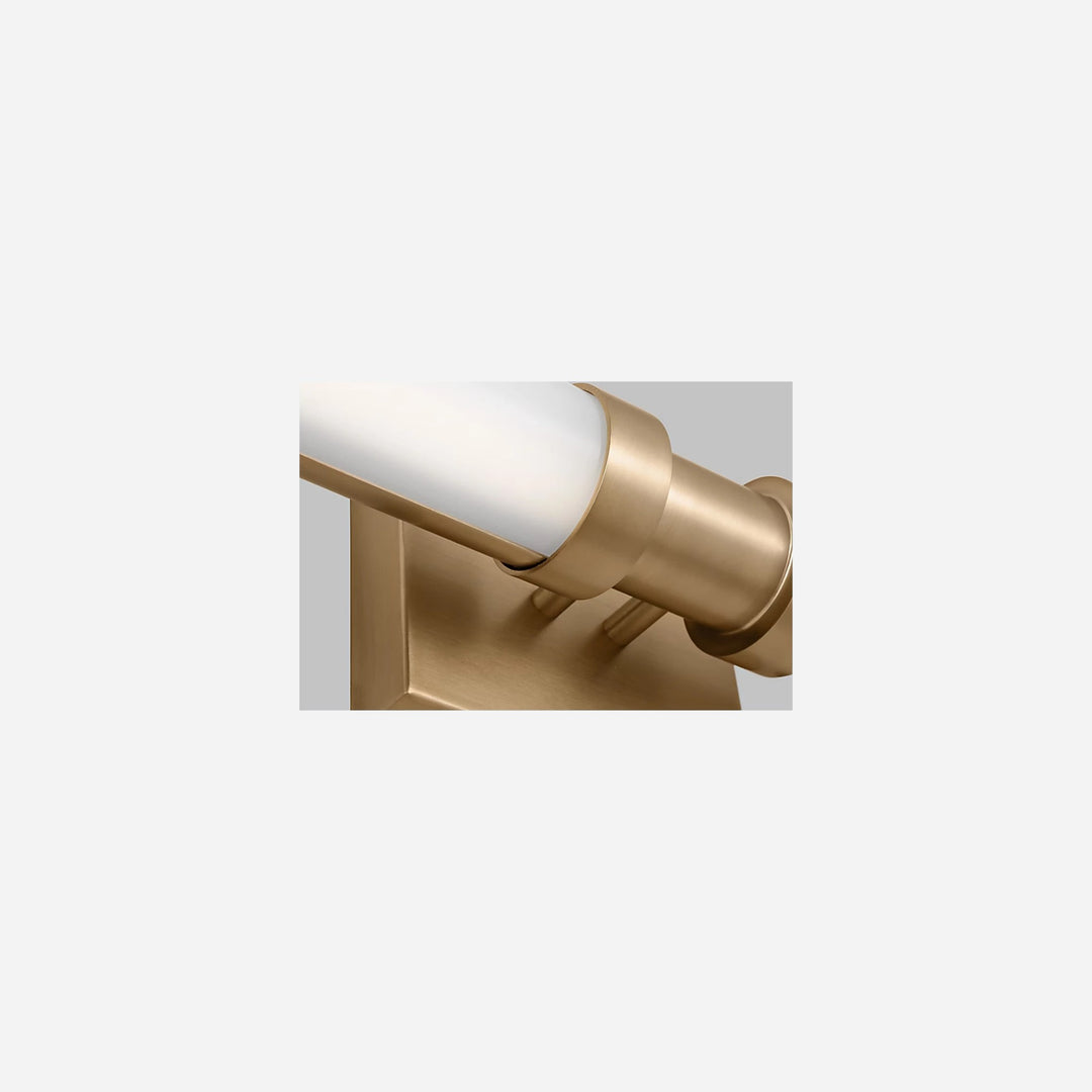 Applique murale Maison Olive Kiel en métal doré brossé avec diffuseur cylindrique en verre givré
